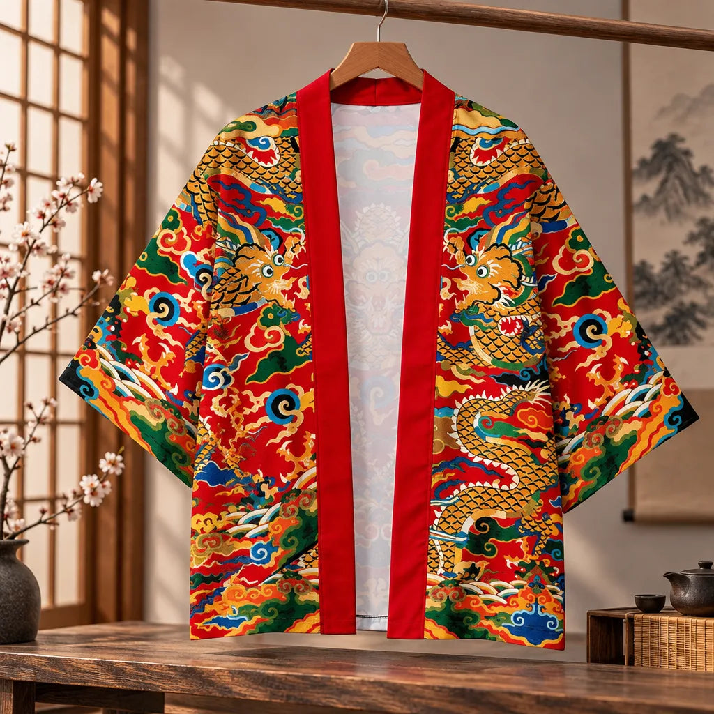 Cardigan kimono motif dragon