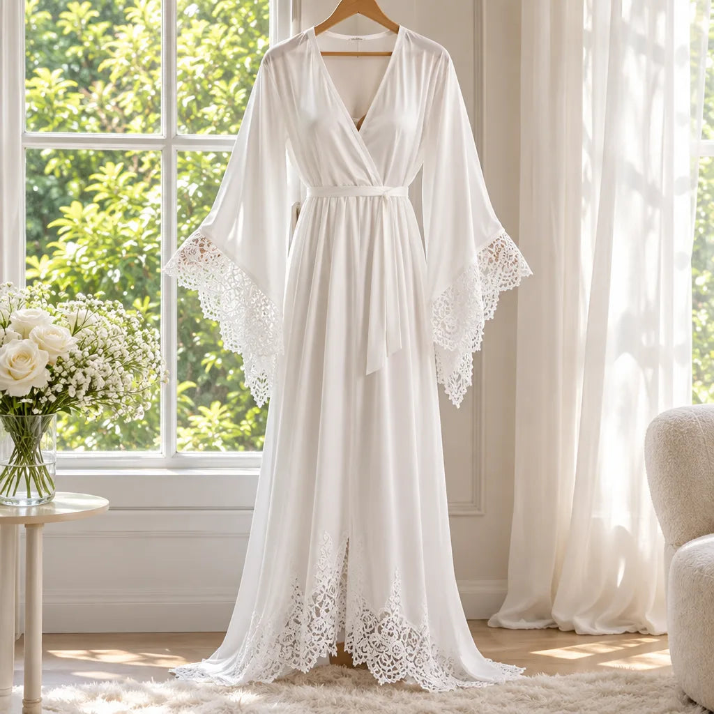 Peignoir kimono long en dentelle