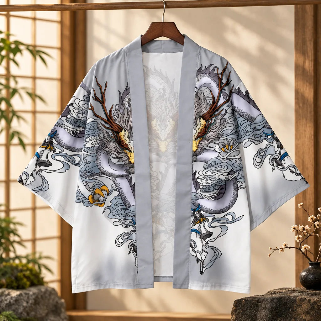 Cardigan kimono motif dragon