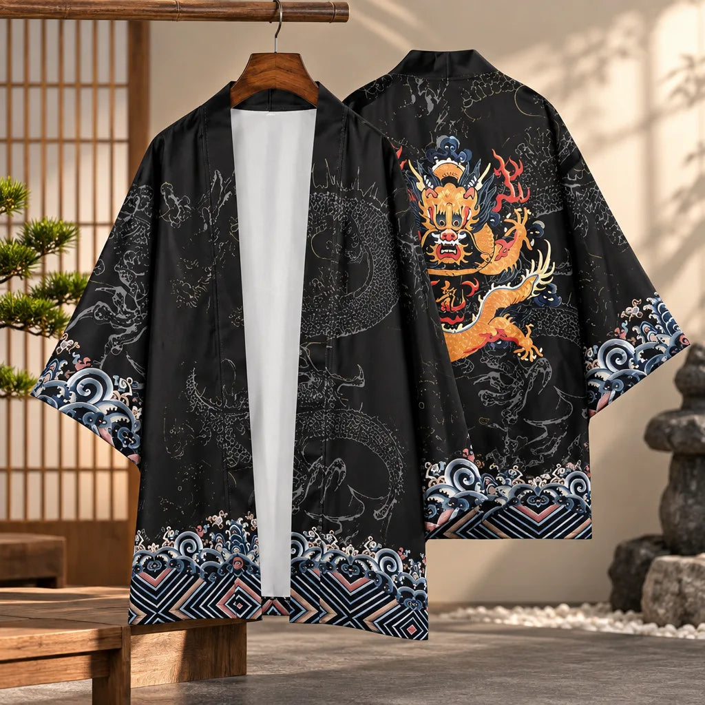 Cardigan kimono motif dragon