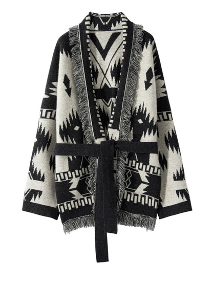 Haute qualité femmes 100% cachemire tricot Jacquard pull manteau Vintage glands Cardigan automne hiver luxe femme vêtements hauts