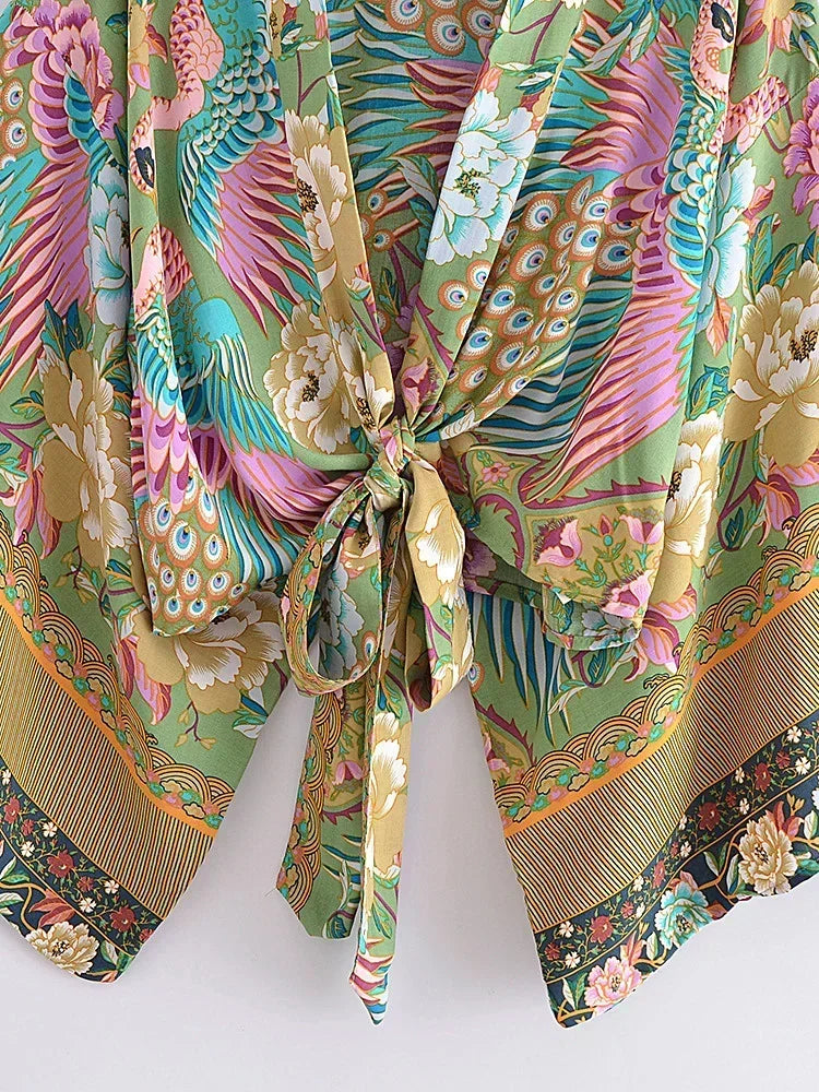 Robe kimono courte imprimé
