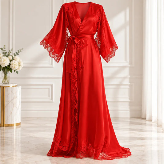 Peignoir kimono long en dentelle