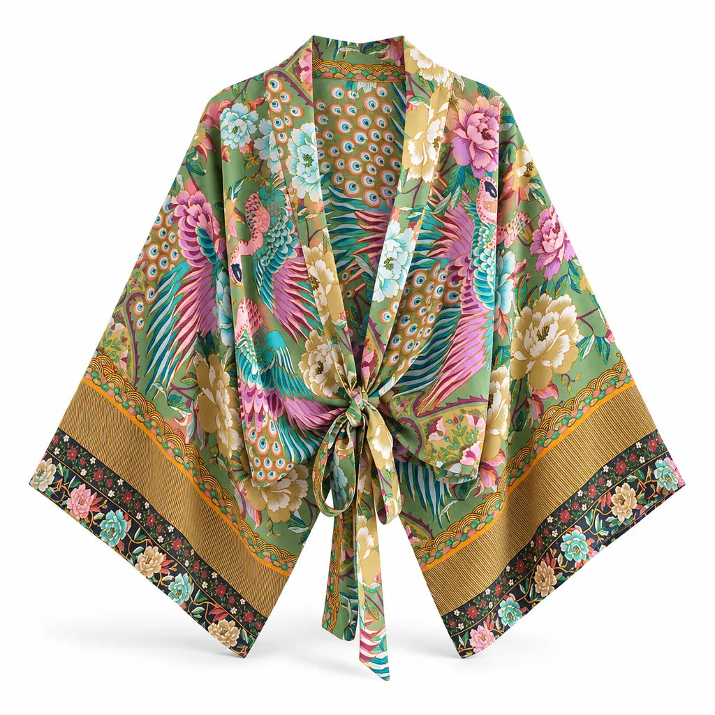 Robe kimono courte imprimé