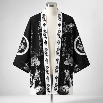 Cardigan kimono dragon calligraphie