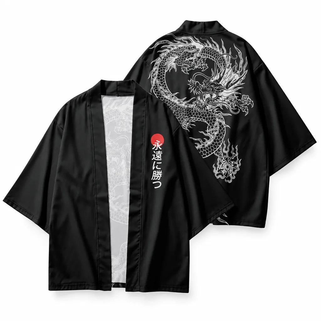 Cardigan kimono motif dragon