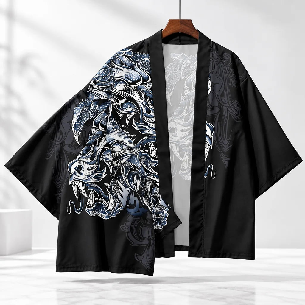 Cardigan kimono motif dragon
