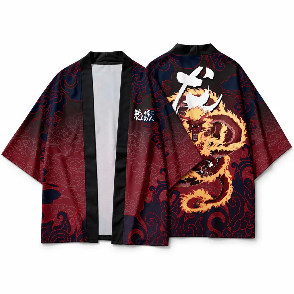 Cardigan kimono motif dragon