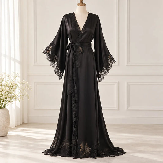 Peignoir kimono long en dentelle