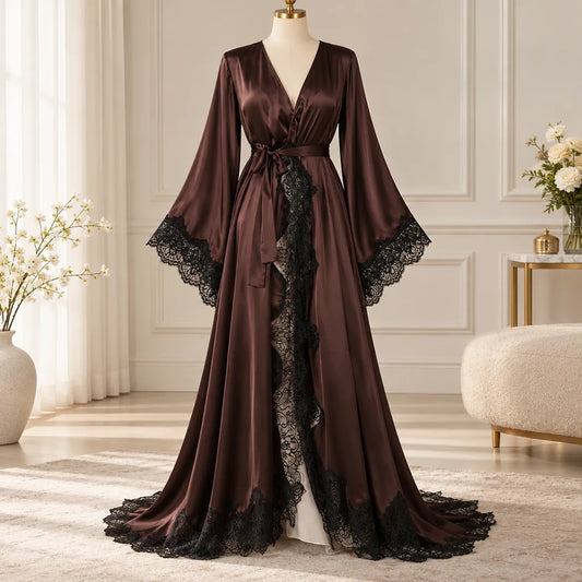 Peignoir kimono long en dentelle