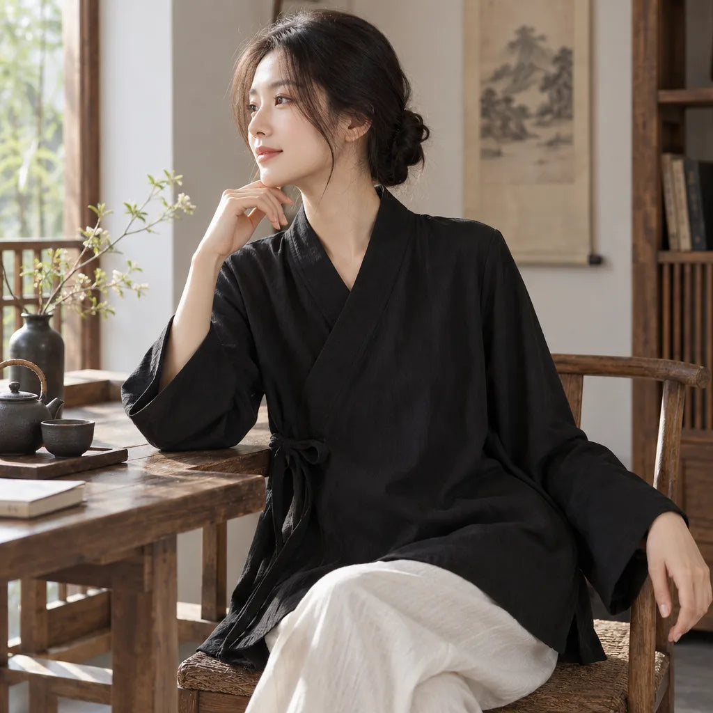Chemise kimono cravate devant