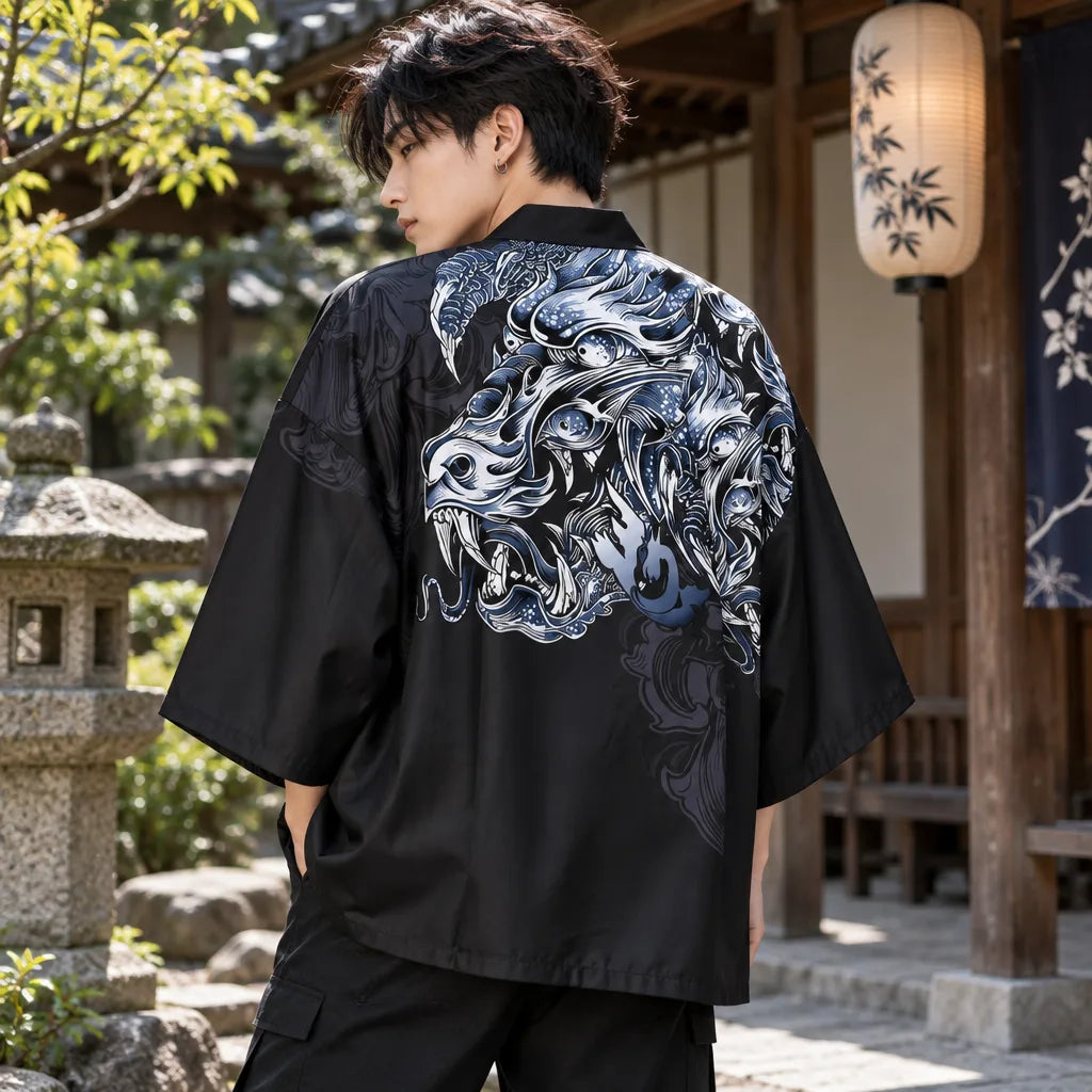 Cardigan kimono motif dragon