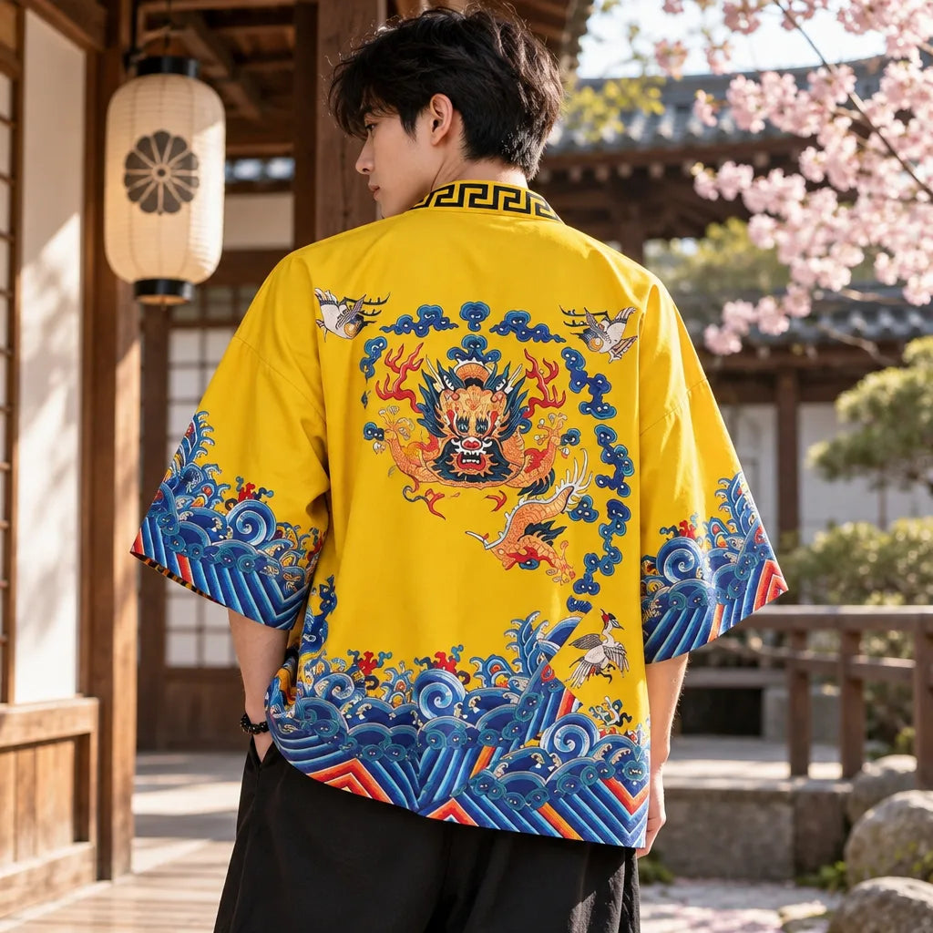 Cardigan kimono motif dragon