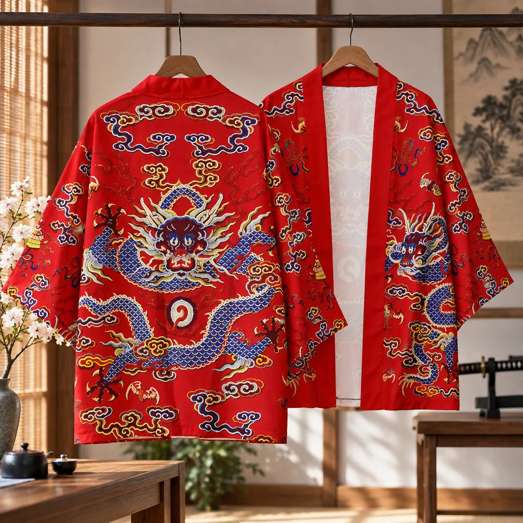 Cardigan kimono motif dragon