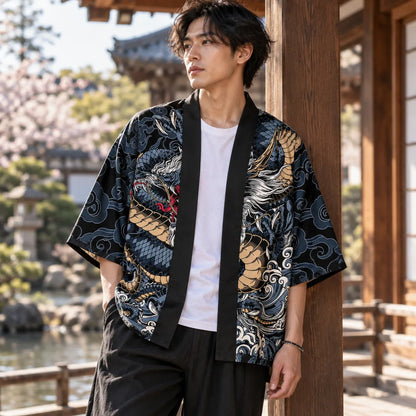 Cardigan kimono motif dragon