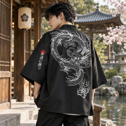 Cardigan kimono motif dragon