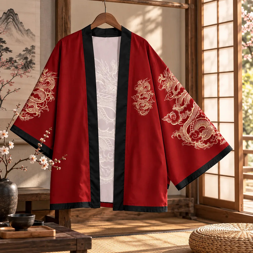 Cardigan kimono motif dragon