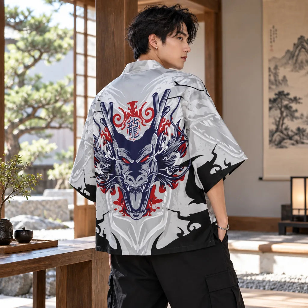 Cardigan kimono motif dragon