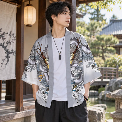 Cardigan kimono motif dragon