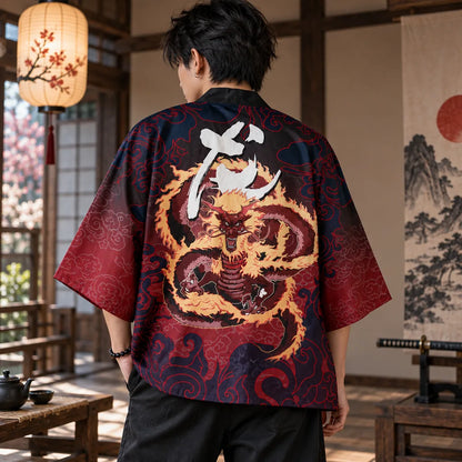Cardigan kimono motif dragon