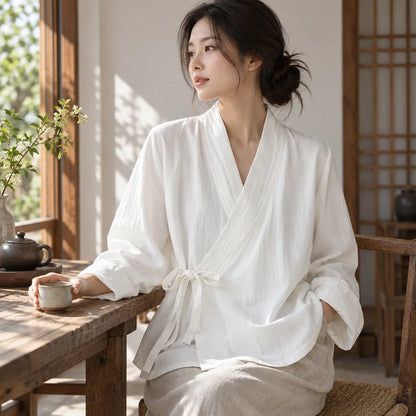 Chemise kimono cravate devant
