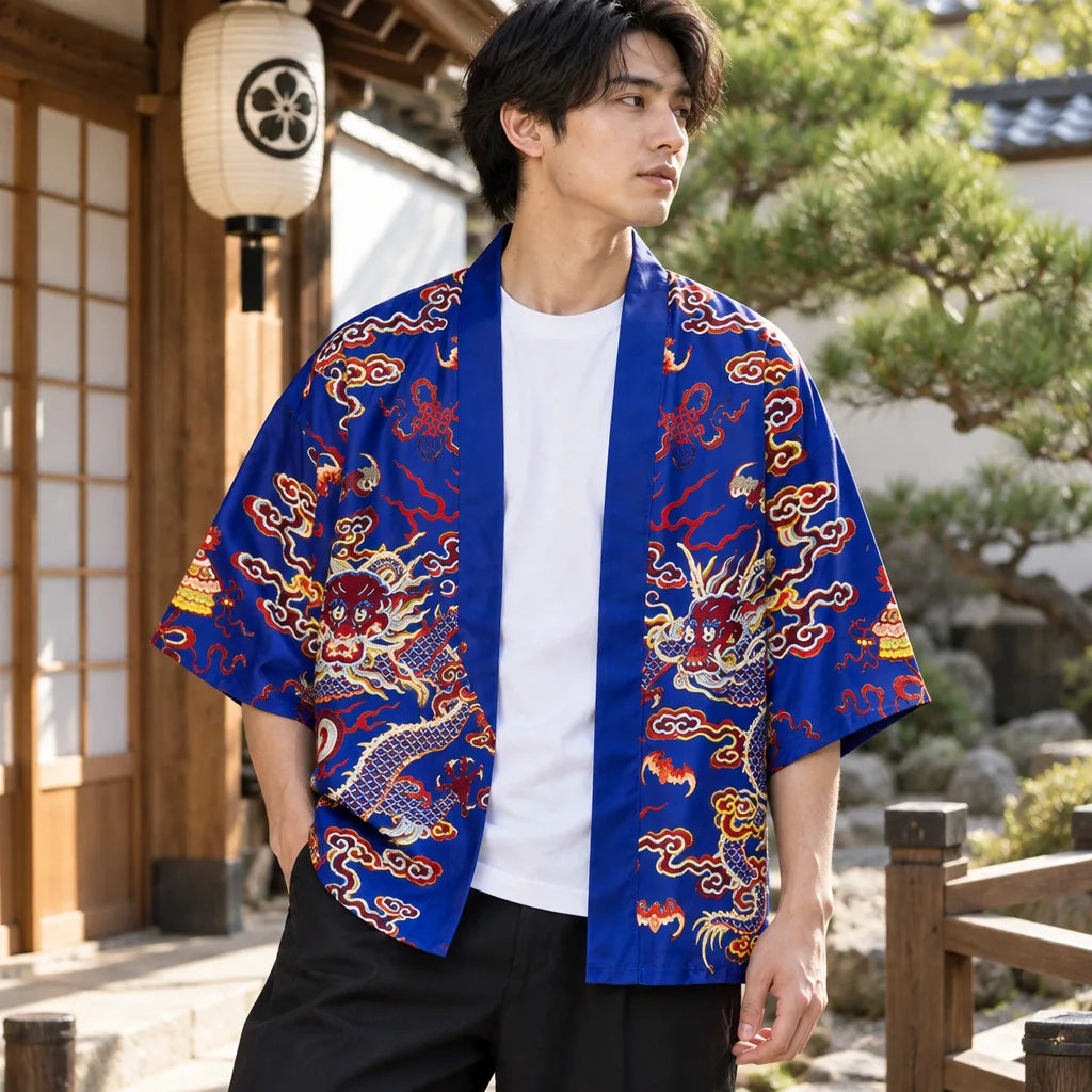 Cardigan kimono motif dragon