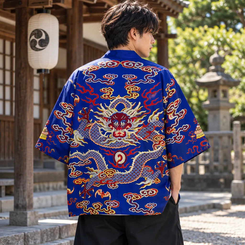 Cardigan kimono motif dragon