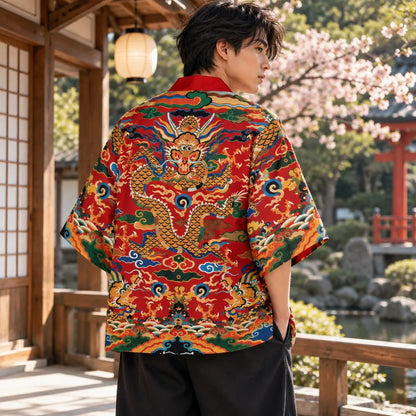 Cardigan kimono motif dragon