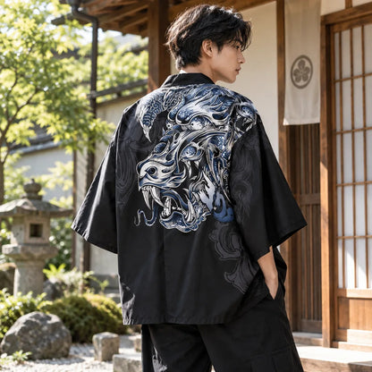 Cardigan kimono motif dragon
