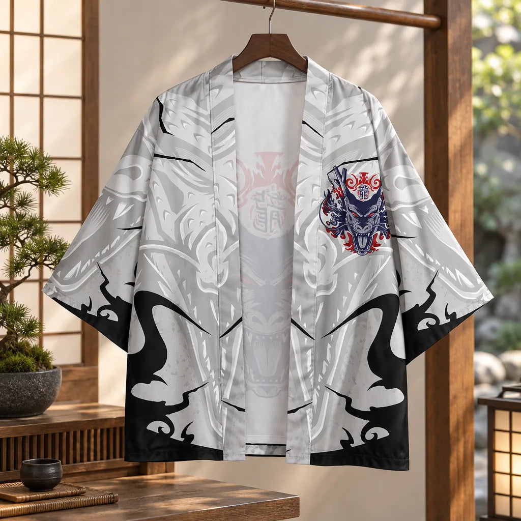 Cardigan kimono motif dragon