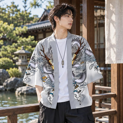 Cardigan kimono motif dragon