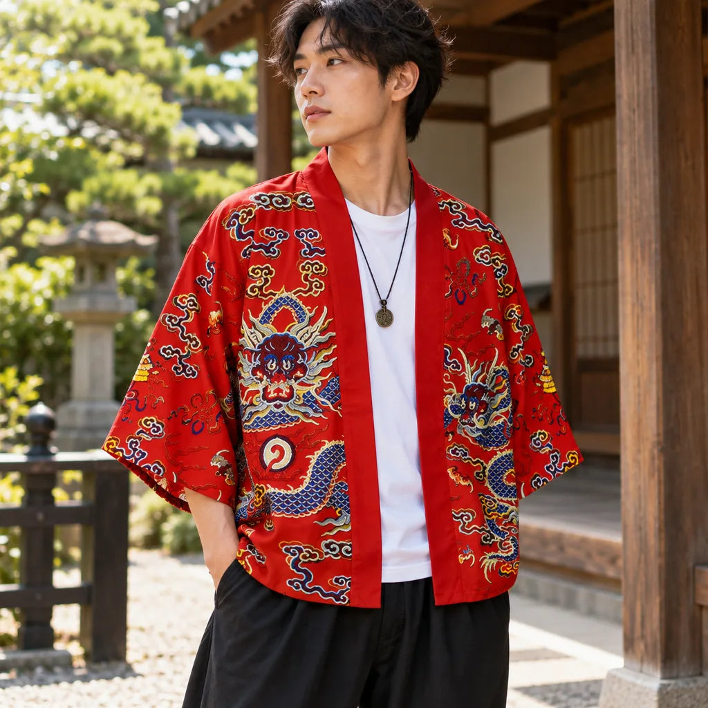 Cardigan kimono motif dragon