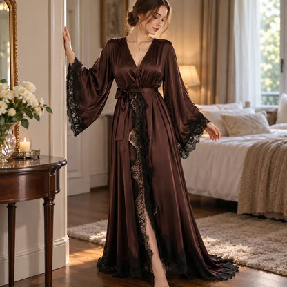 Peignoir kimono long en dentelle