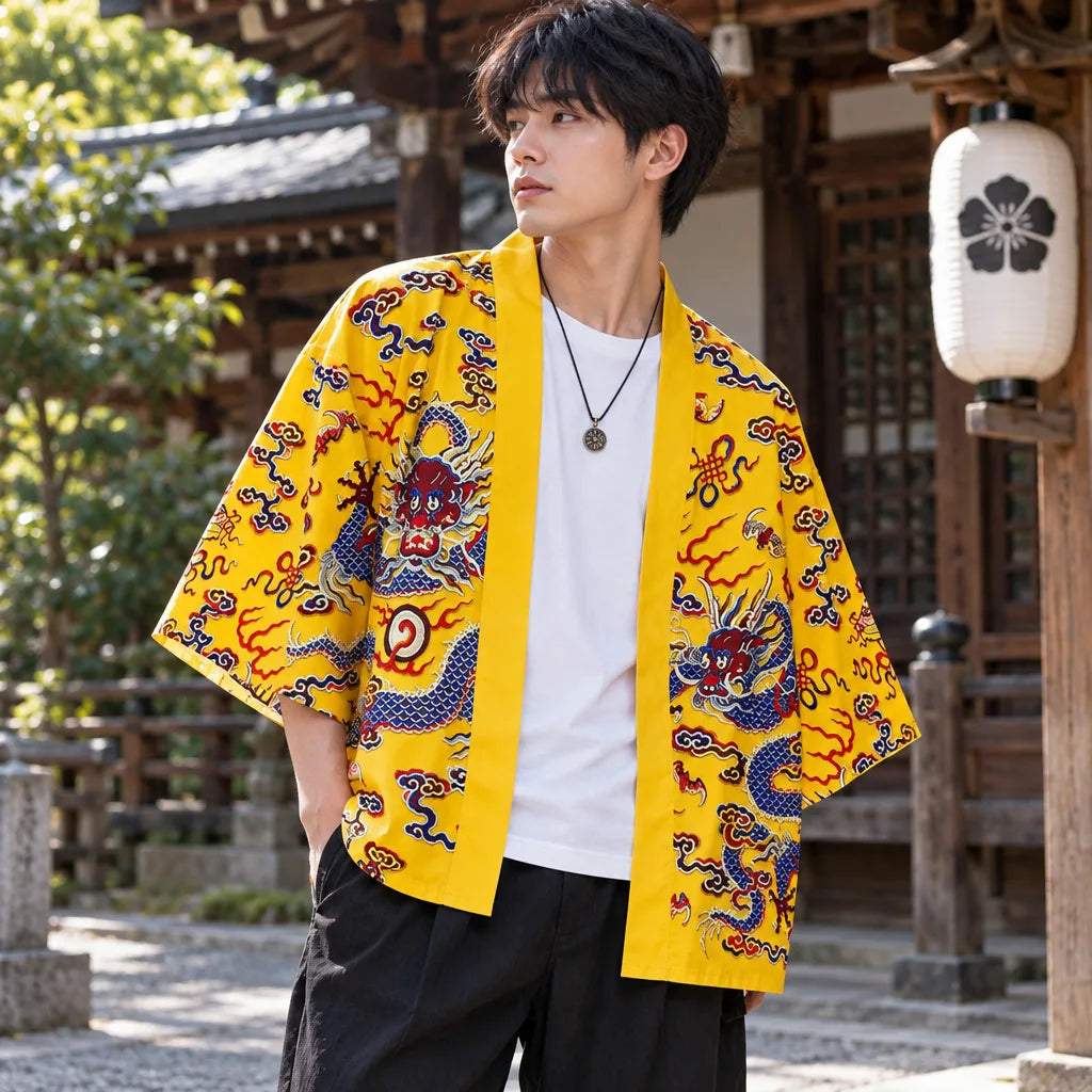 Cardigan kimono motif dragon