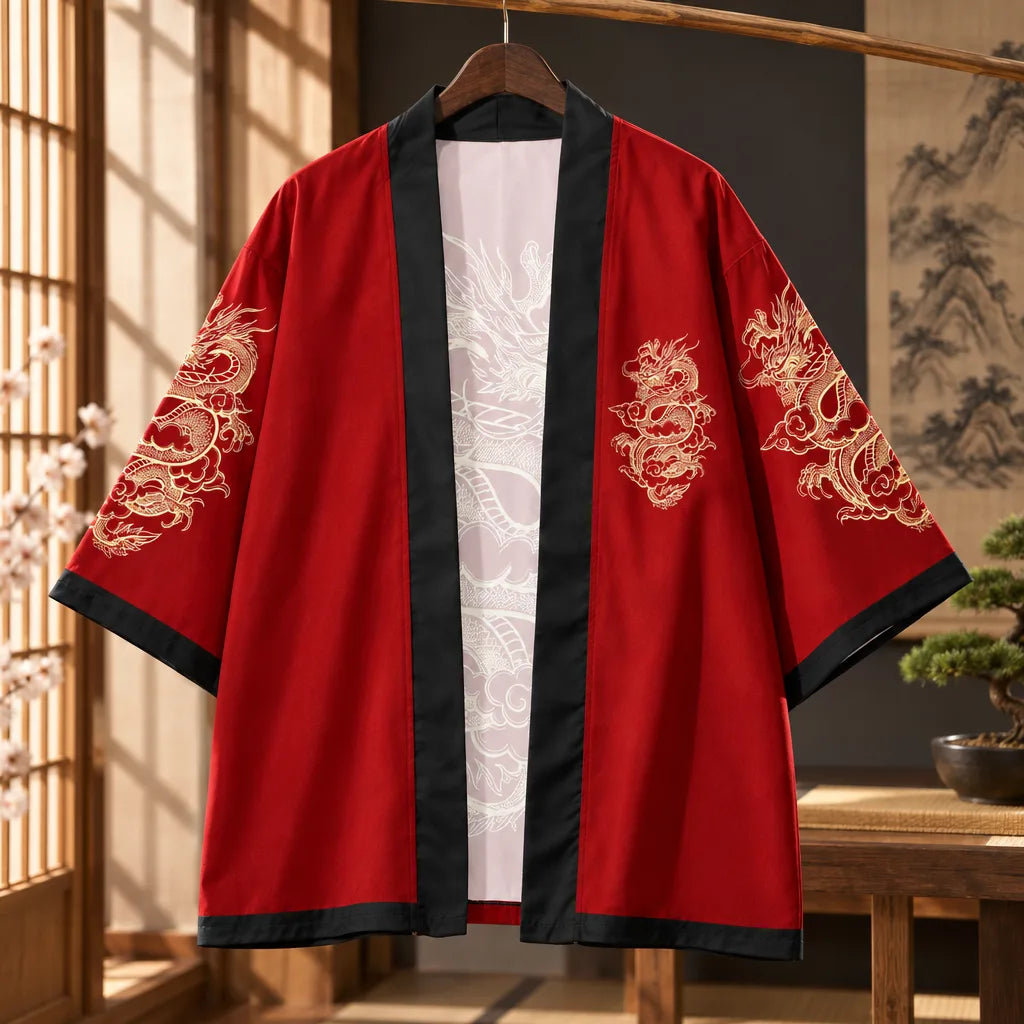 Cardigan kimono motif dragon
