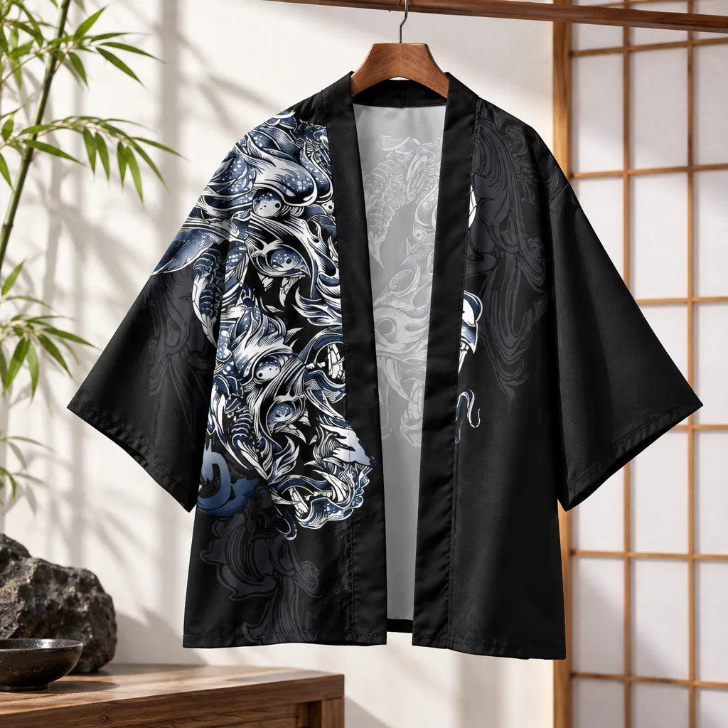 Cardigan kimono motif dragon