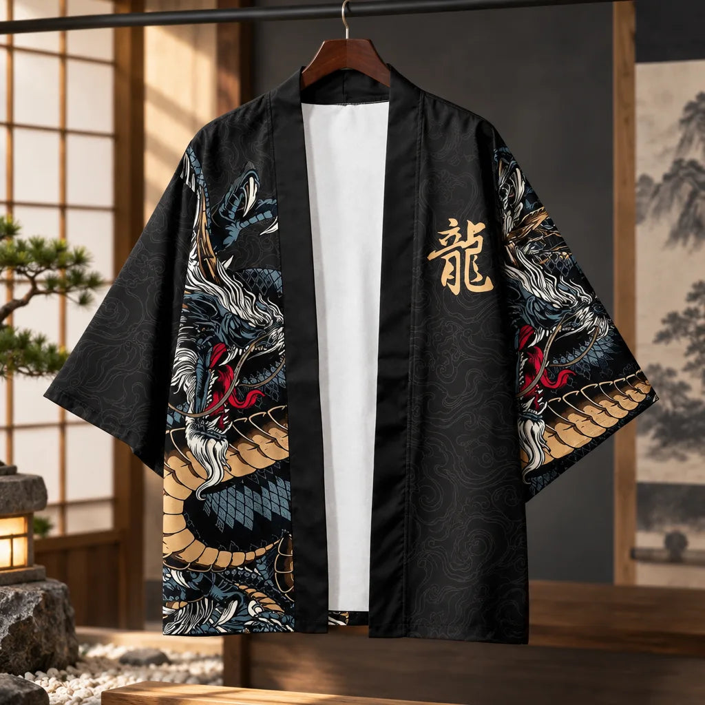Cardigan kimono motif dragon