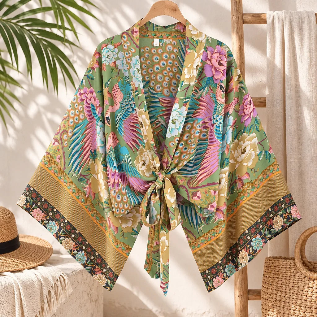 Robe kimono courte imprimé