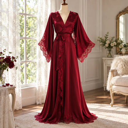 Peignoir kimono long en dentelle