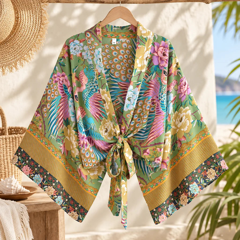 Robe kimono courte imprimé