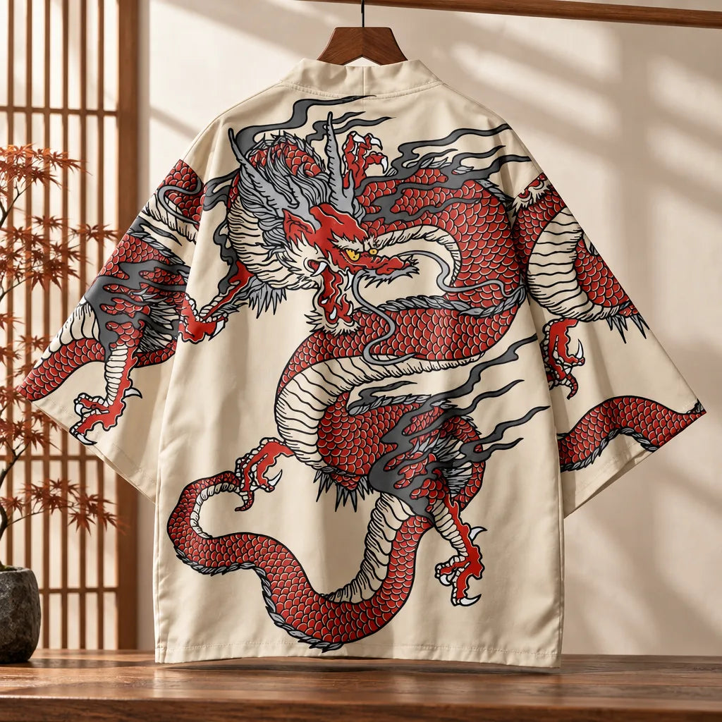 Cardigan kimono motif dragon