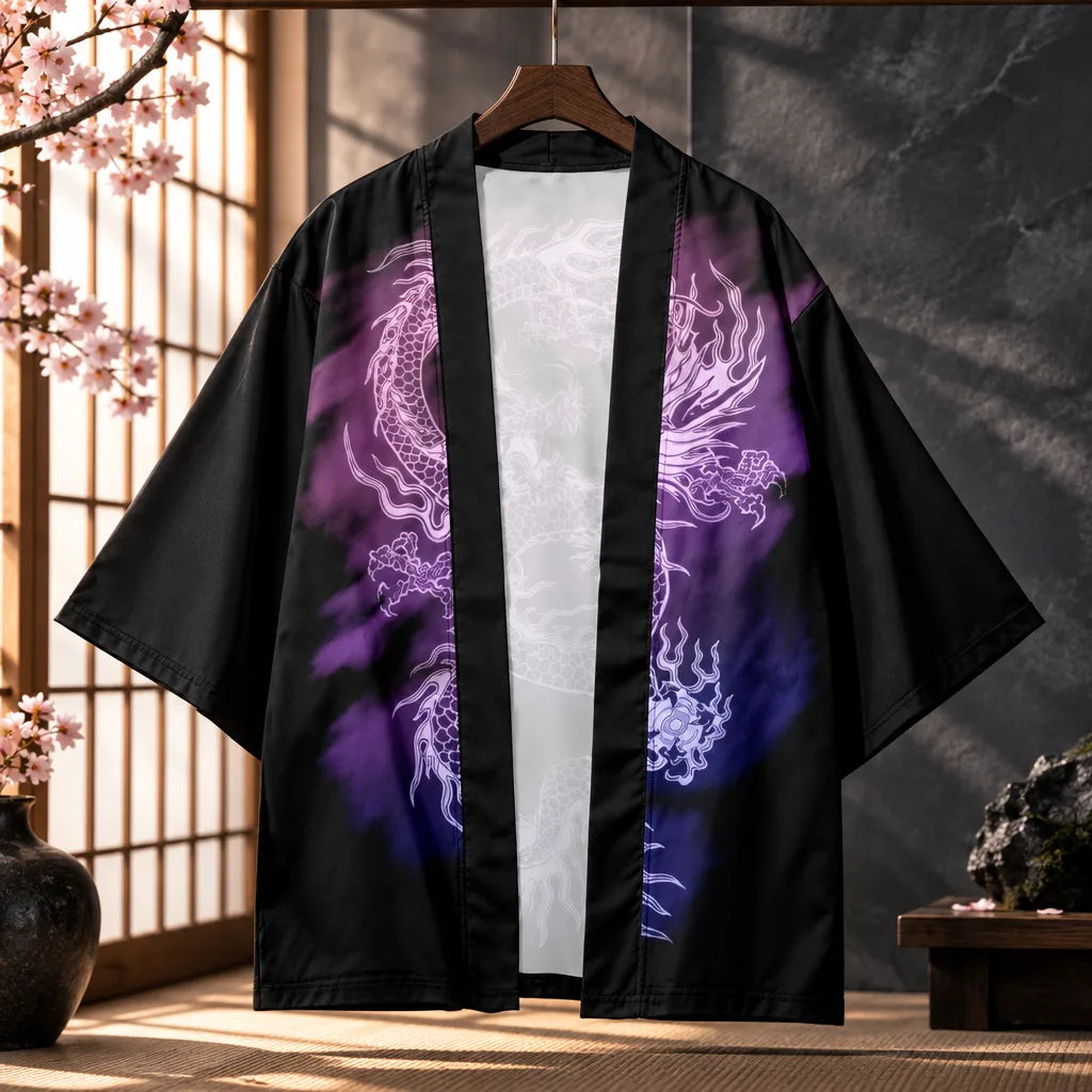 Cardigan kimono motif dragon