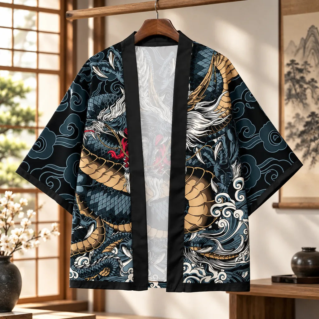 Cardigan kimono motif dragon