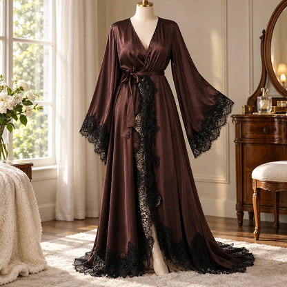 Peignoir kimono long en dentelle