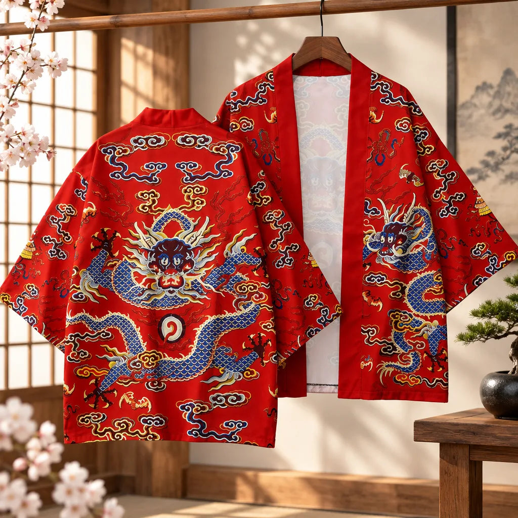 Cardigan kimono motif dragon