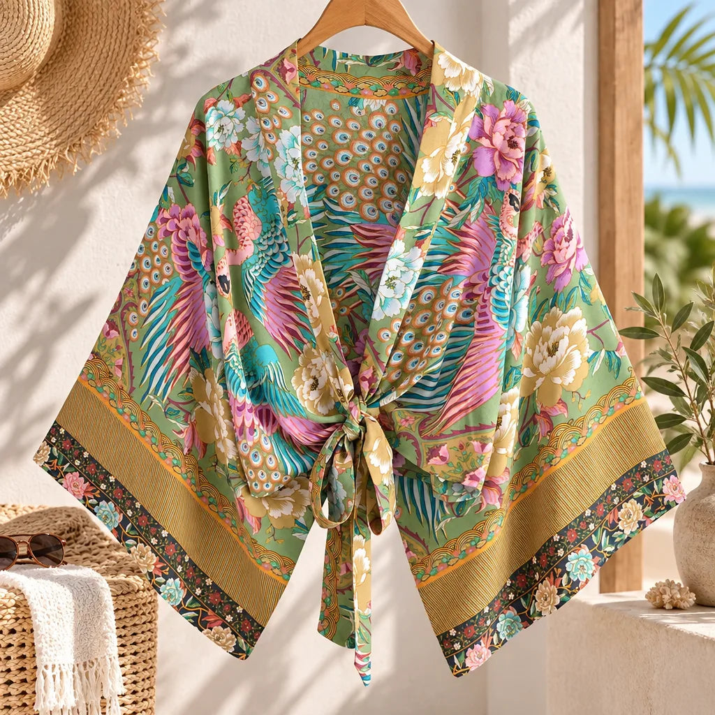 Robe kimono courte imprimé