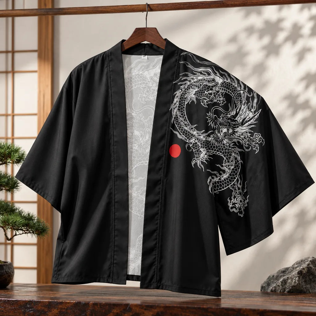 Cardigan kimono motif dragon
