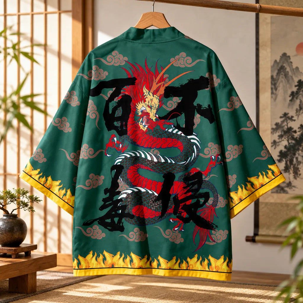 Cardigan kimono motif dragon