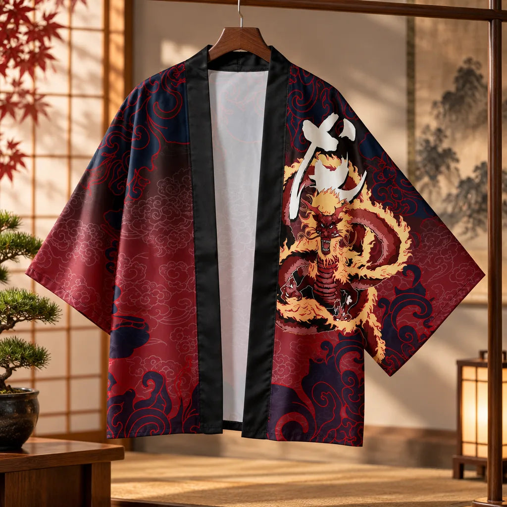 Cardigan kimono motif dragon